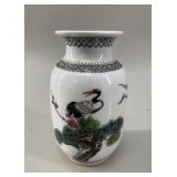 Chinese Famille Rose Porcelain Crane Vase