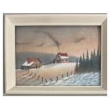 Signed Canadian School Winter Homestead Enamel