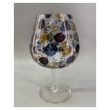 Iridescent Coin Dot Art Glass Brandy Snifter