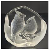 Mats Jonasson Swedish Crystal Two Cardinals