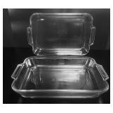Set of 2 Anchor Hocking Clear Glass Baking Dishes