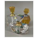 Set of 3 Cut Crystal Perfume Bottles