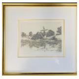 Irvine Framed Drypoint Etching Old Mill, York