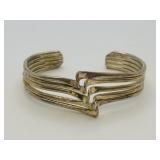 Modernist Multi-Wire Silver Tone Cuff Bracelet