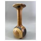 Mid-Century Segmented Turned Wood Bud Vase