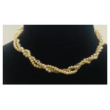 Antique Pearl & Glass Seed Bead Torsade Necklace