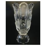 VTG Clear & Frosted Heavy Pressed Glass Vase