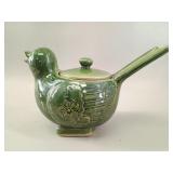 Large Glazed Ceramic Bird-Form Pot