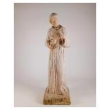 Aged Polychrome Terracotta Saint Francis Figure