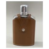Modern Glass Hip Flask with Leather Harness Cover