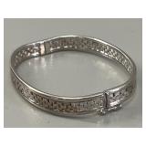 Contemporary Sterling Silver Bangle Bracelet