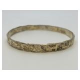 Brutalist Sterling Silver Textured Bangle Bracelet
