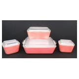 Vtg 8 pc Pyrex Pink Flamingo 'Fridgies' Refrigerat