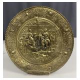 English Embossed Brass Fox Hunt Charger Plate