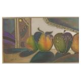 Framed Hand-Painted Silk Still Life Artwork