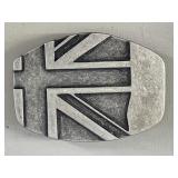 Vintage Pewter Union Jack Flag Belt Buckle