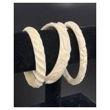 Set of Three Asian Carved Bone Bangles