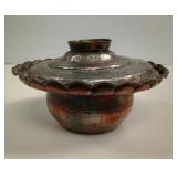 Antique Middle Eastern Tinned Copper Lidded Vessel