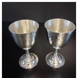 Mid-Century Hand-Hammered Pewter Goblets