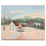 Lise-Paule, Naive Quebec Winter Landscape Oil