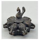 Antique Indian Bronze Peacock Kumkum Box