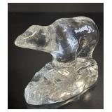 Clear Art Glass Polar Bear Figurine VTG