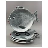 Set of 5 Portuguese Ceramic Fish Plates