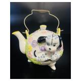 VTG Hand-Painted Ceramic Dog & Bird Teapot