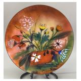 Mid-Century Enamel on Copper Floral Plate,