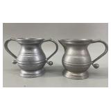 Vintage Pewter Cream & Open Sugar Set