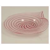 Murano Pink & White Zanfirico Glass Shell Bowl