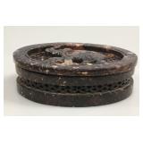 Carved Soapstone Oval Cricket Box Elephant Motif