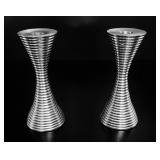 Modernist Ribbed Solid Aluminum Candlesticks