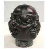 Four-Face Buddha Head Sculpture on Marble Base