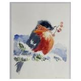 Framed Signed David Polonsky Bird Watercolor