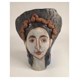 Studio Art Pottery Female Face Vessel