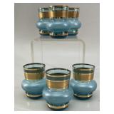 6 MCM Italian Gold Gild Aqua Shot Glasses