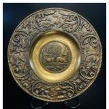 VTG Embossed Cast Brass Wall Plate Relief