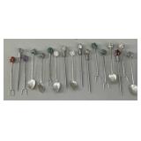 Vintage Gemstone Silver-Tone Cocktail Pick Set