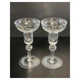 A.H. Heisey Cut & Etched Crystal Candlesticks,