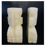 Pair Carved Onyx Mexican Atlantean Bookends