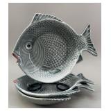 Portuguese Majolica Ceramic Fish Bowls - Set of 3