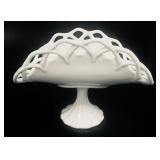 Fenton Milk Glass Lattice Edge Pedestal Stand