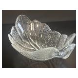 Clear Pressed Glass Cabbage Leaf Bowl VTG