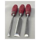 Set of 3 Tempered Steel Wood Chisels