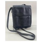 Black Leather Unisex Crossbody Organizer Bag