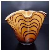 Lundberg Studios Attributed Ruffled Glass Vase