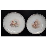 Pair of Porcelain Cherub Cabinet Plates vtg