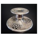 Silverplate Reticulated Candlestick vtg