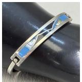 Vintage Sterling Silver Stone Inlay Oval bracelet